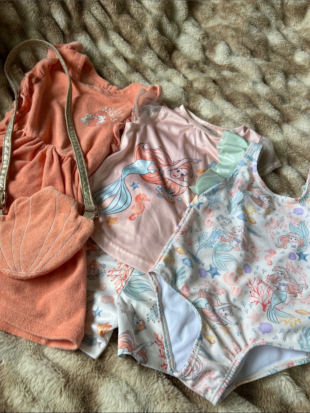 Lot of Disney Little Mermaid Swim Cover Up, Swimsuit & Pajamas 4T/5T